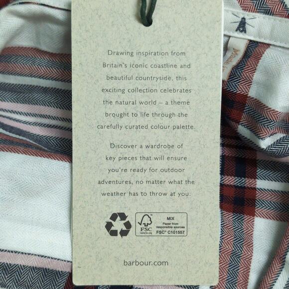 Barbour Bethwin Shirt Cloud Check Herringbone Plaid Button Front 6 New - Picture 11 of 13